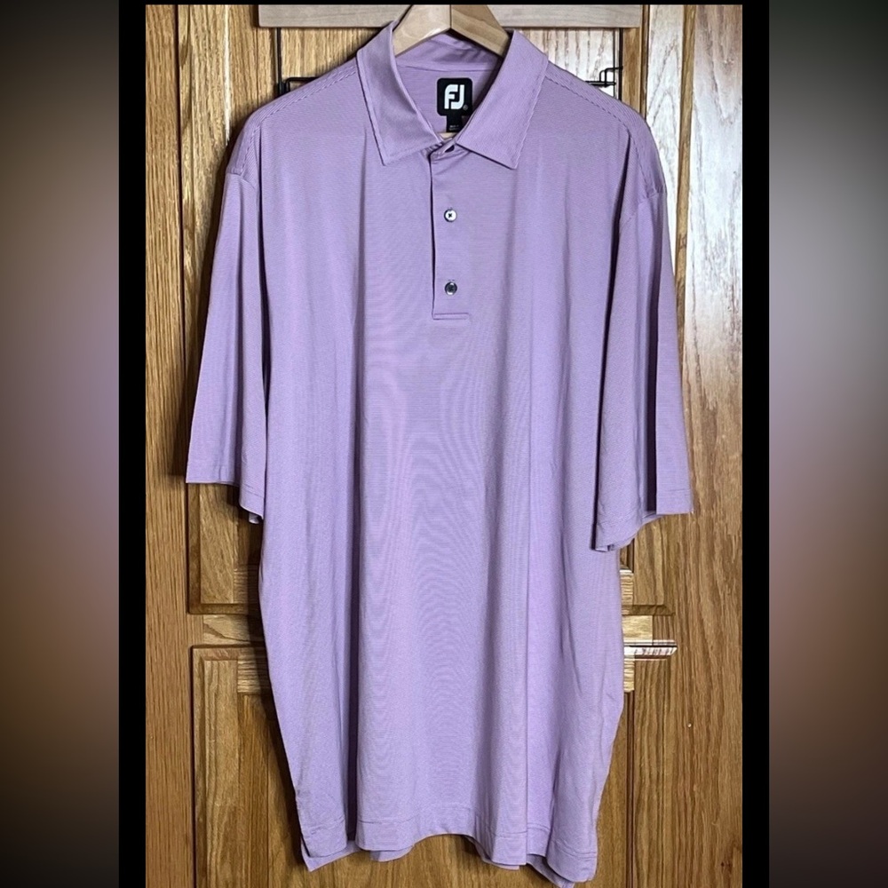 FootJoy FJ Mens XXL (2X) Golf Polo Stripes Purple Athletic Stretchy Activewear